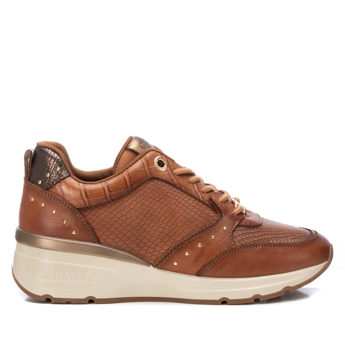 Carmela Suede Contrast Lace Sneaker With C Logo Black/bronze