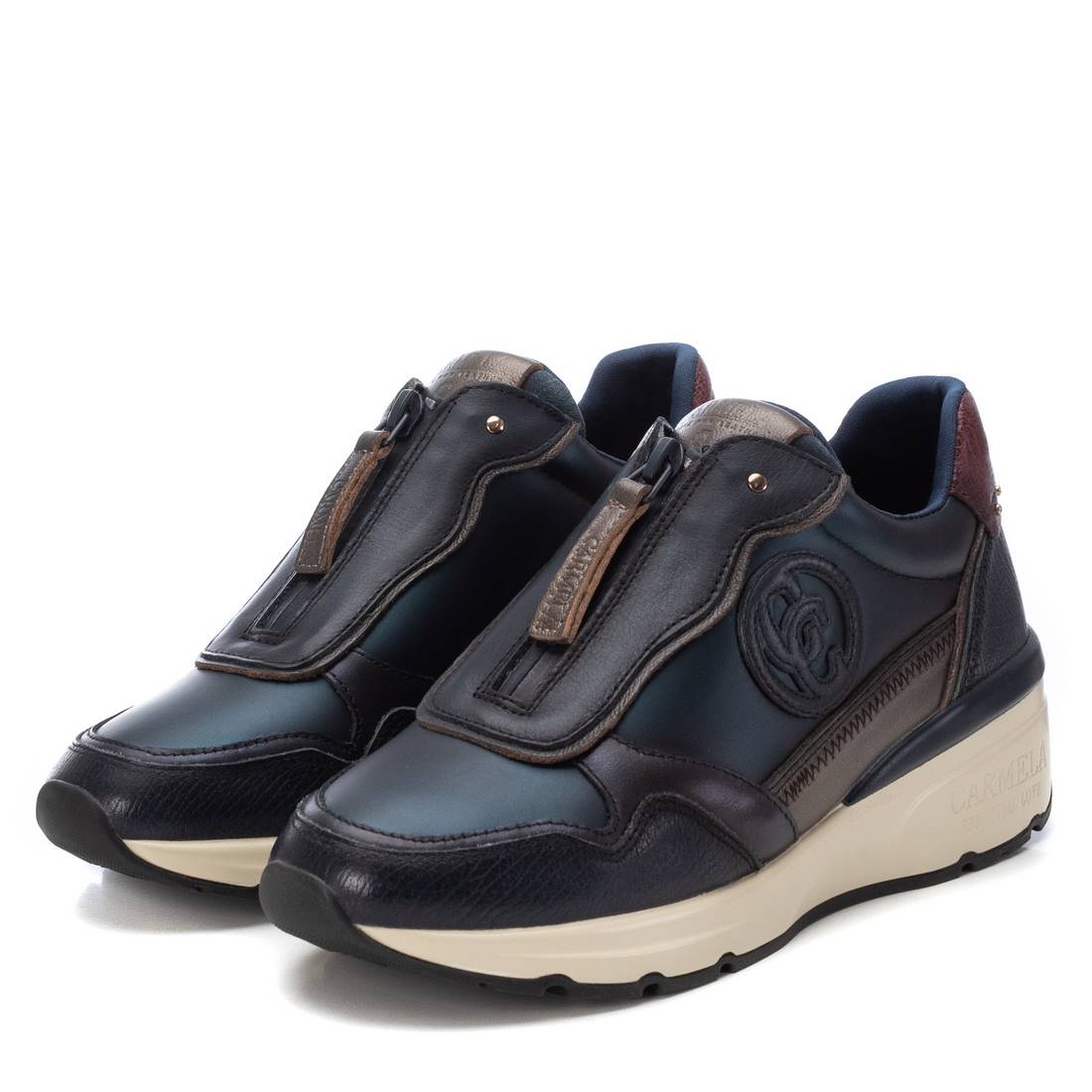 zapatillas con plantilla extraible azul metálico