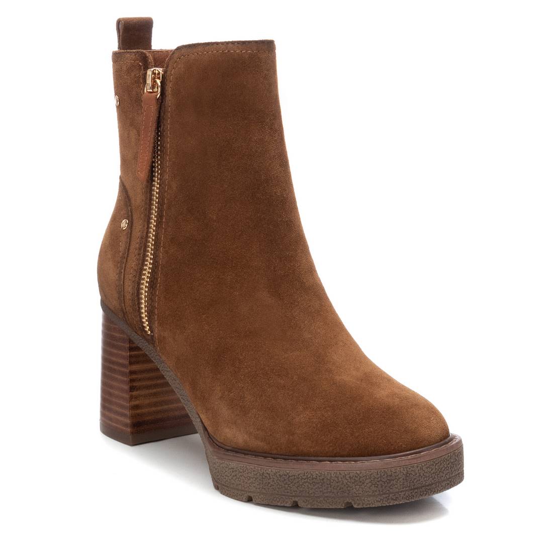 Botine serraje premium con tacón marroón