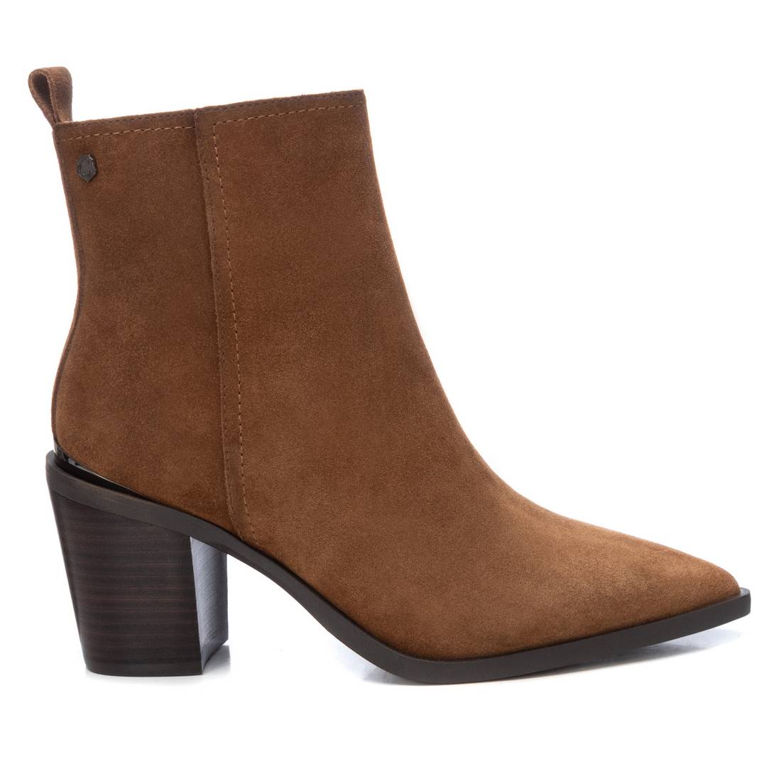 Botines de mujer de piel con cremallera y tacón ancho