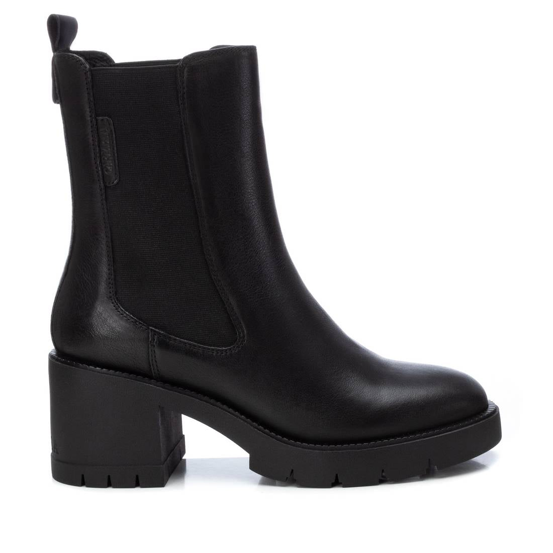 Botines de mujer de piel con cremallera y tacón ancho