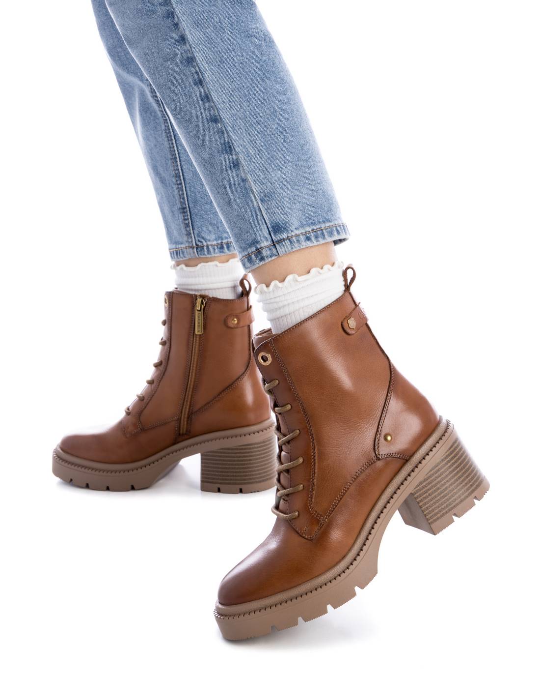 Botines con plataforma de mujer color marrón