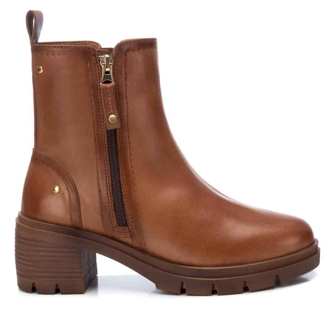 botines con cremallera mujer marrones