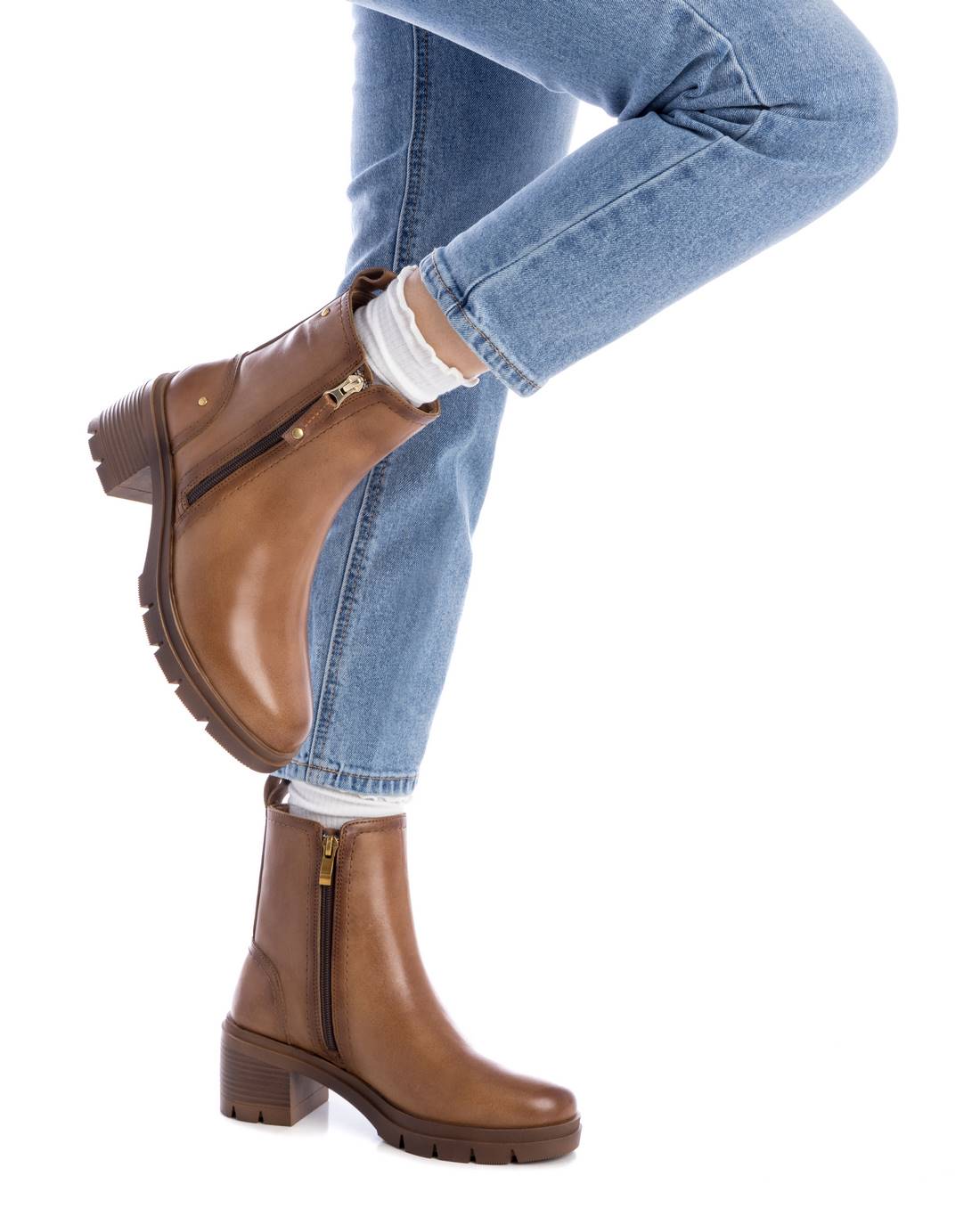 botines con cremallera mujer marrones