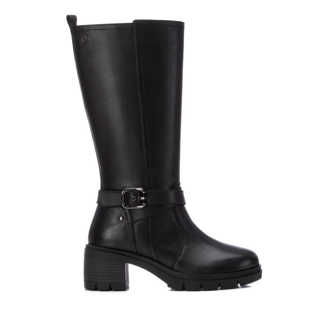 botas de piel de mujer negras con tacón