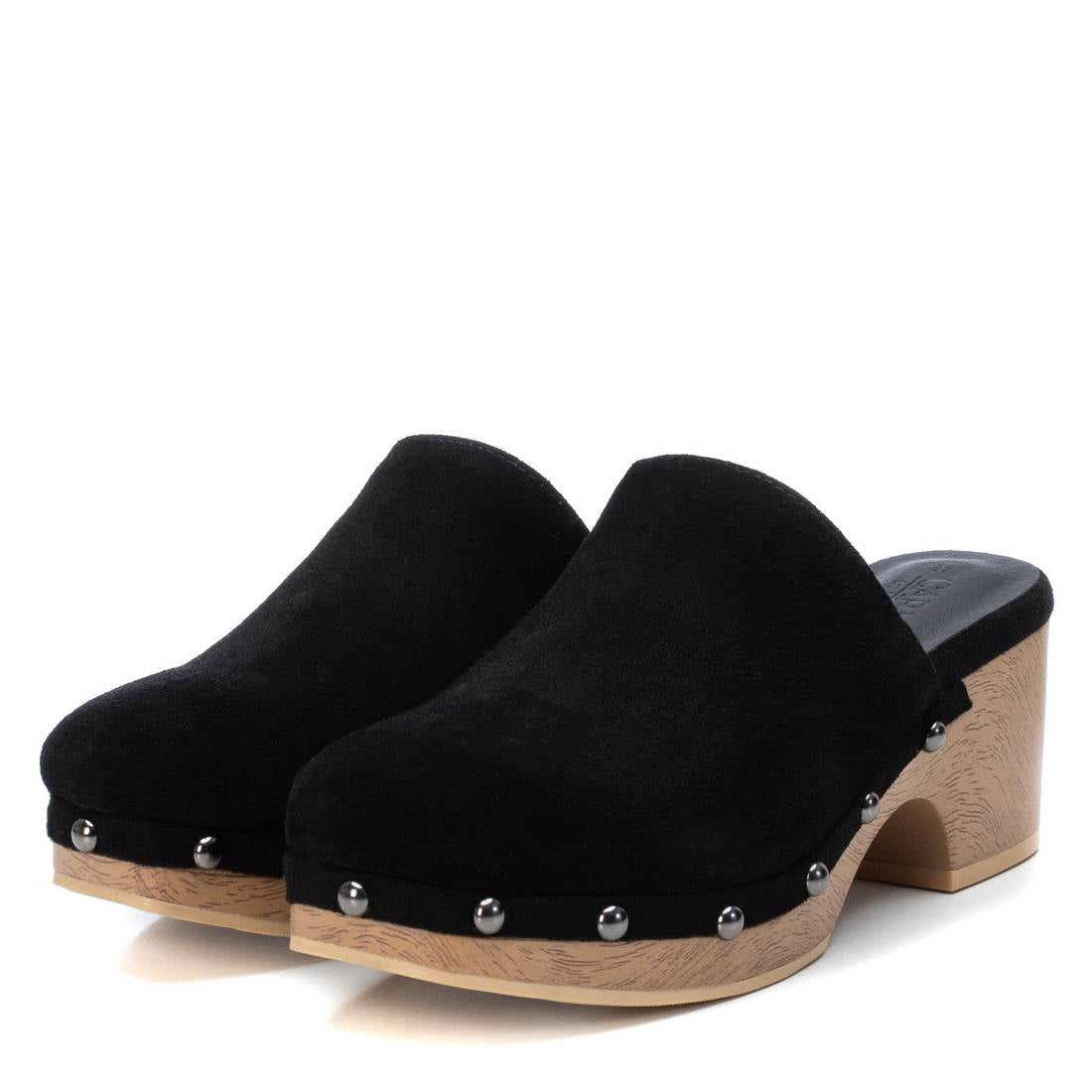 zuecos de mujer con tacón negros