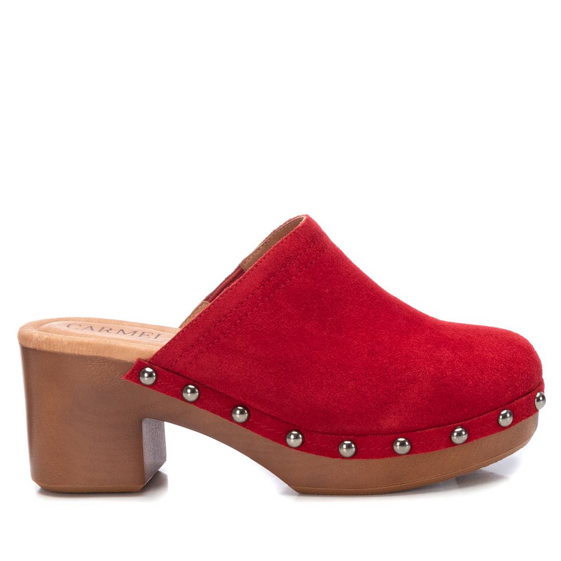 tacones zuecos mujer rojos
