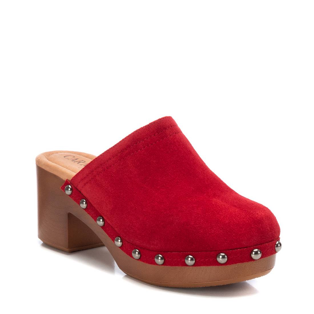 tacones zuecos mujer rojos