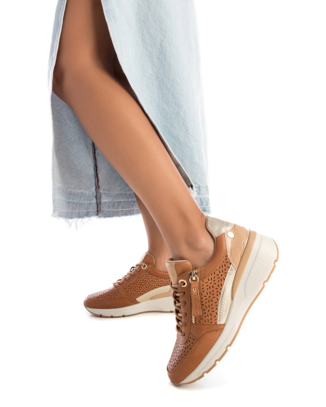 zapatillas con cuña mujer marrones