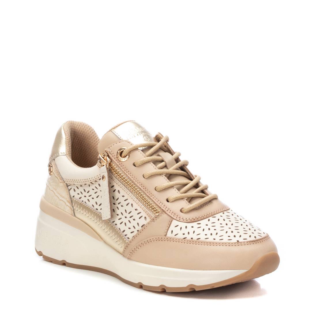 sneakers de piel de mujer beige
