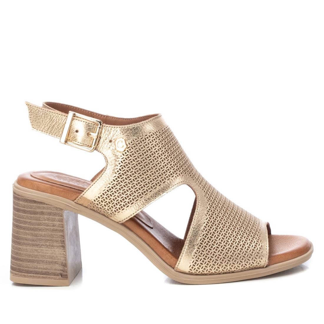 Sandalias para boda cómodas doradas con tacón medio