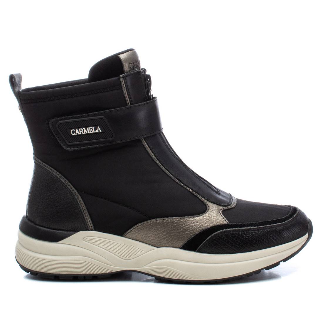 botines sneakers mujer    negro con cremallera