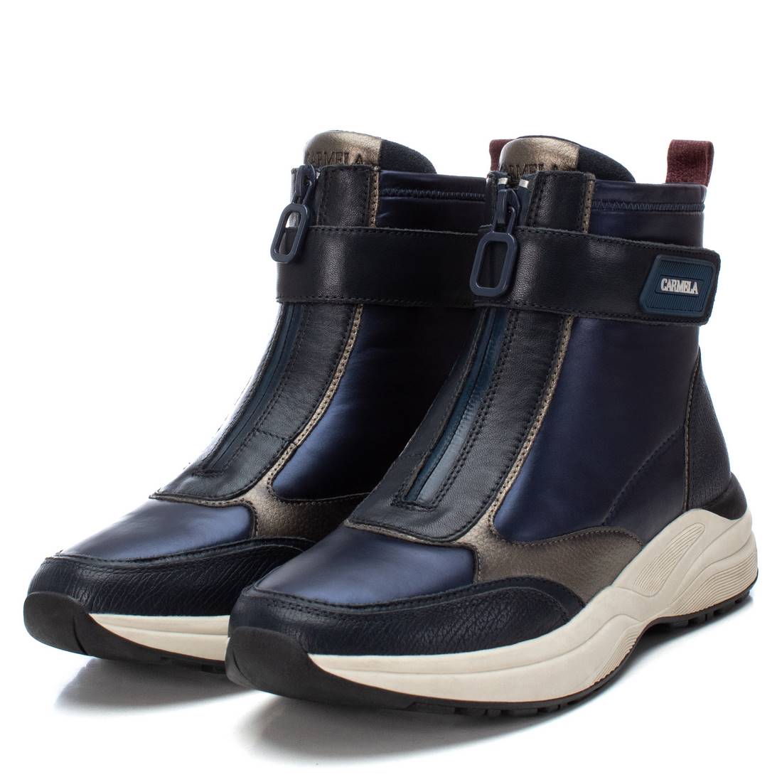 botines sneakers mujer azul metálico